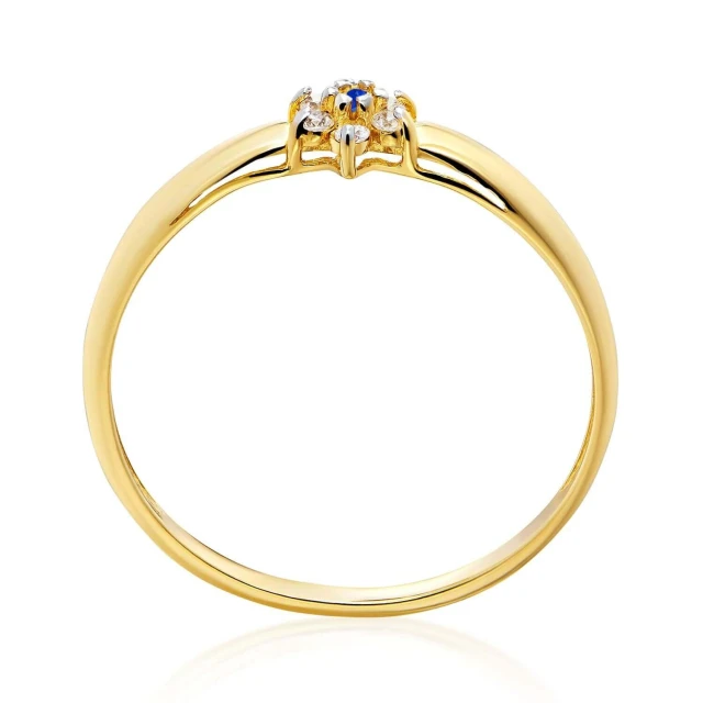 Gold Ring Blume Blau Probe 585