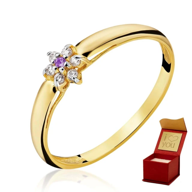 Gold Ring Blume Lila 585