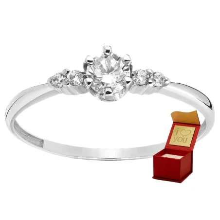 Zaręczynowy pierścionek białe złoto z cyrkoniami 585