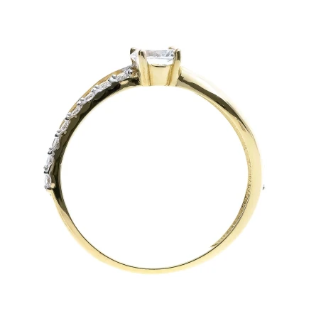 Zaręczynowy pierścionek 585 przeplatany wzór cyrkonie