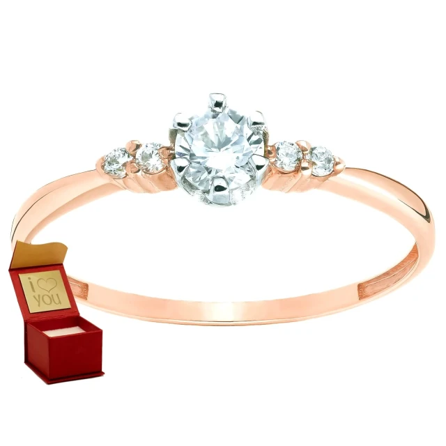 Verlobungsring mit Strass Roségold 585