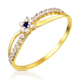 Złoty pierścionek Ukochany niebieski