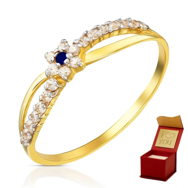 Goldener Ring Beloved Blue