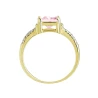Złoty pierścionek zaręczynowy Duży różowy kamień