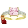 Złoty pierścionek zaręczynowy Duży różowy kamień