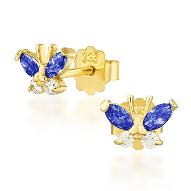 Goldene Ohrringe BUTTERFLIES blau