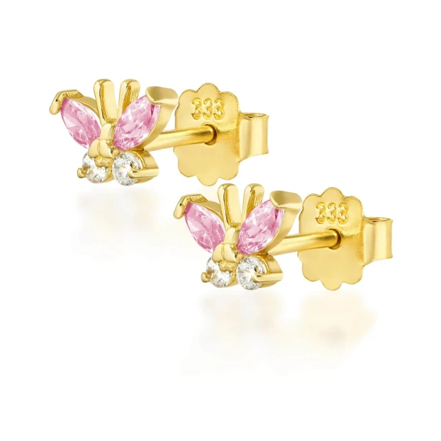 Goldene Ohrringe BUTTERFLIES pink