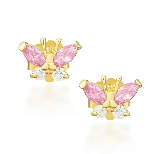 Goldene Ohrringe BUTTERFLIES pink