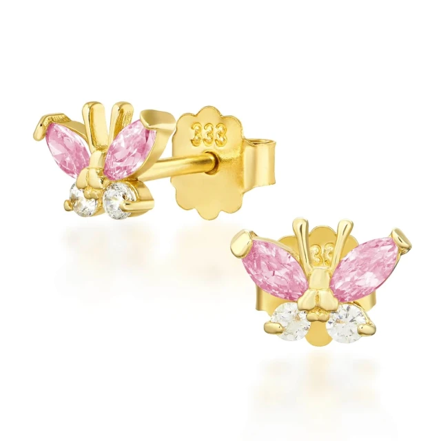 Goldene Ohrringe BUTTERFLIES pink