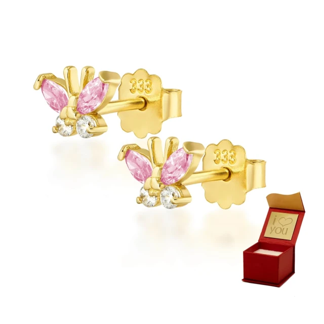 Goldene Ohrringe BUTTERFLIES pink