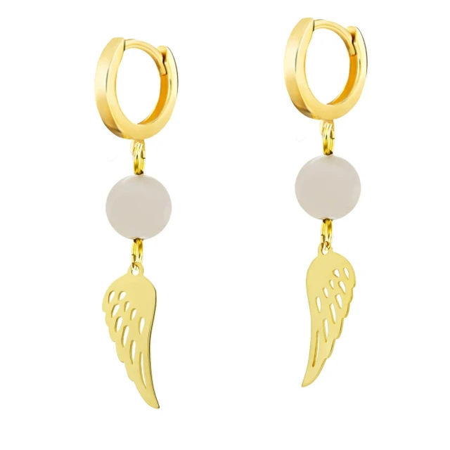 Goldene Ohrringe Pearl Angel Wing