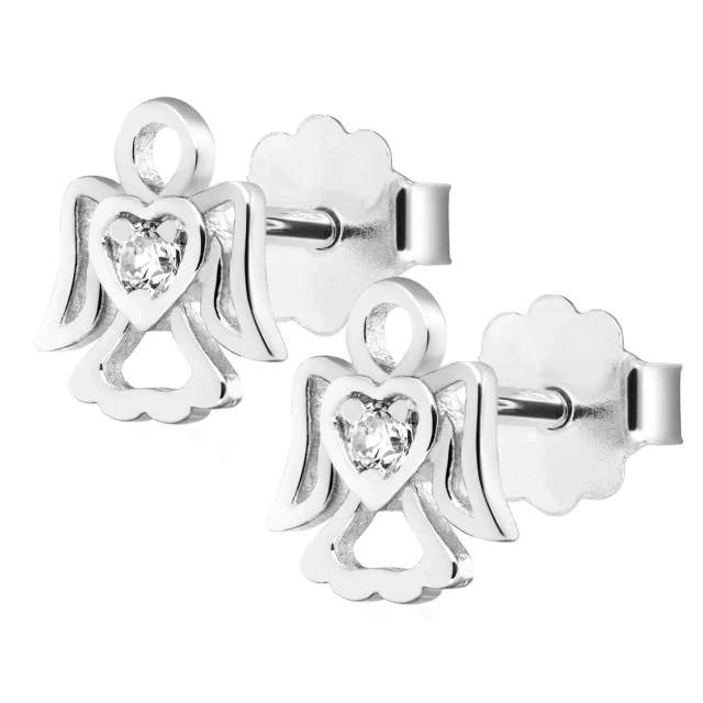 Silberne Ohrringe mit Zirkonia ANGELS