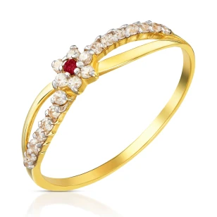 Złoty pierścionek Ukochany rubinowy