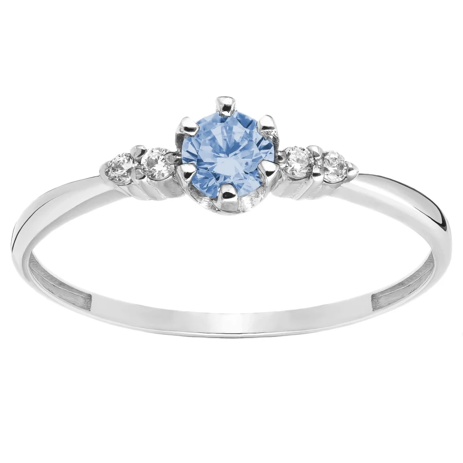 Zaręczynowy srebrny z błękitną Cyrkonią