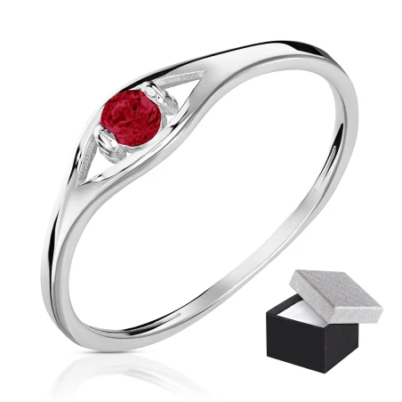 Srebrny pierścionek z czerwonym oczkiem