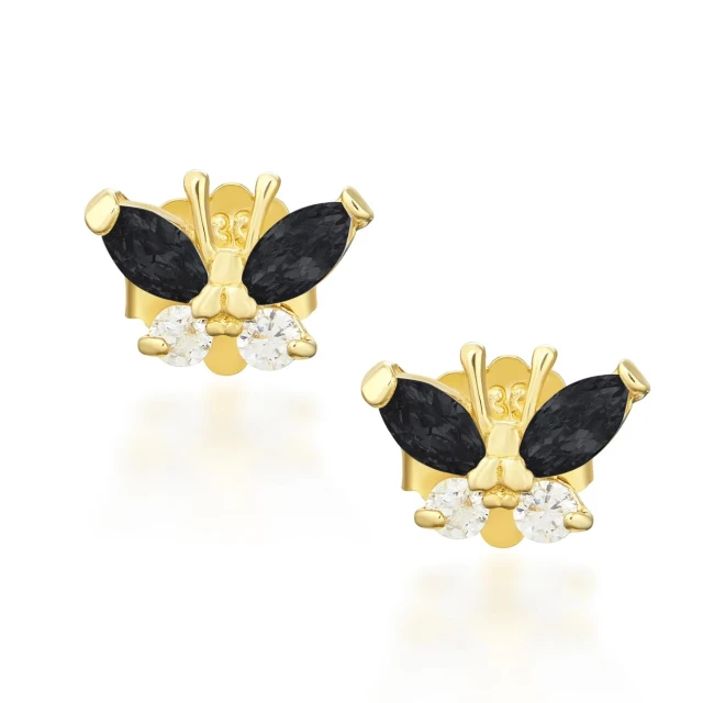 Goldene Ohrringe BUTTERFLIES schwarz