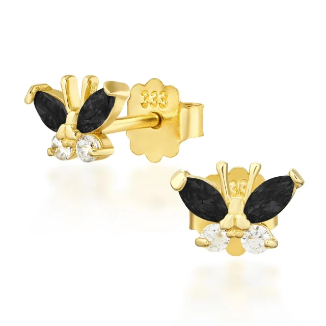 Goldene Ohrringe BUTTERFLIES schwarz