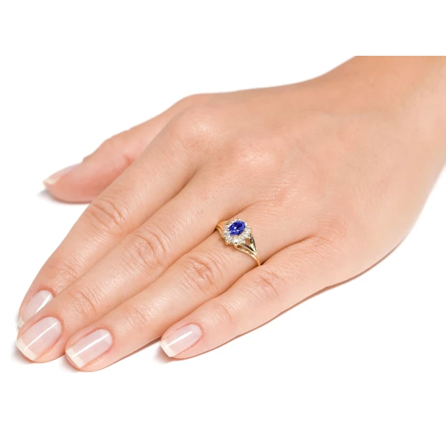 Modischer Goldring mit Strasssteinen Marquise Blue