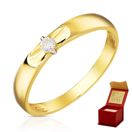 Złoty pierścionek obrączka 585 z cyrkonią