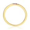 Złoty pierścionek Delikatny okrąg próba 585 czerwone kamienie
