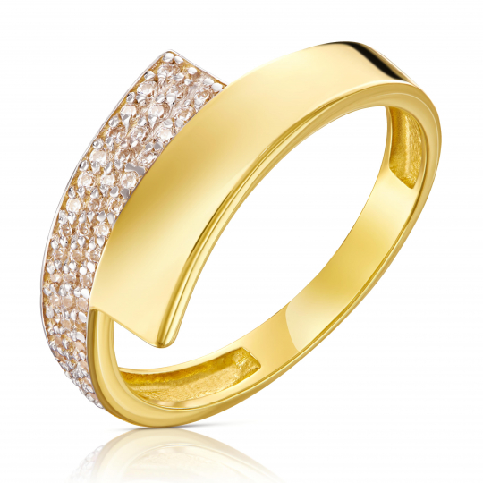 Złoty pierścionek Asymetryczny Piękny wzór