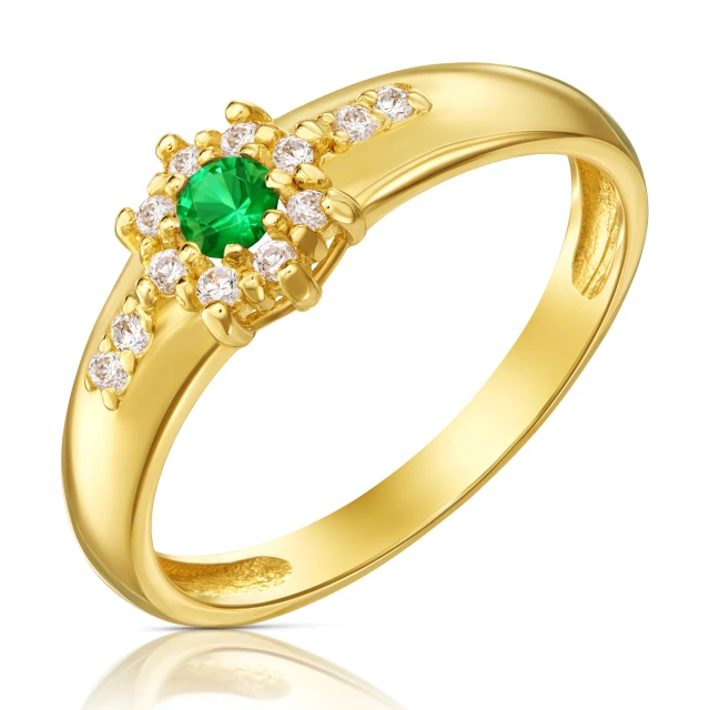 Goldring mit Strasssteinen Blume