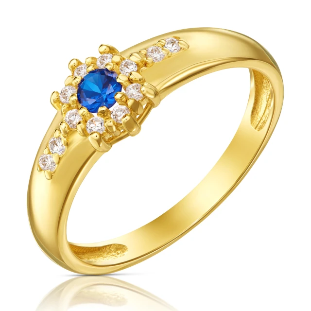 Goldring mit Strasssteinen Blume