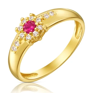 Złoty pierścionek z cyrkoniami Kwiat
