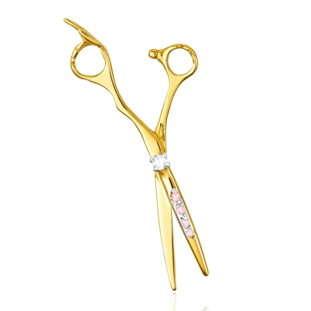 Goldene Schere mit Zirkonia verziert Muster 585