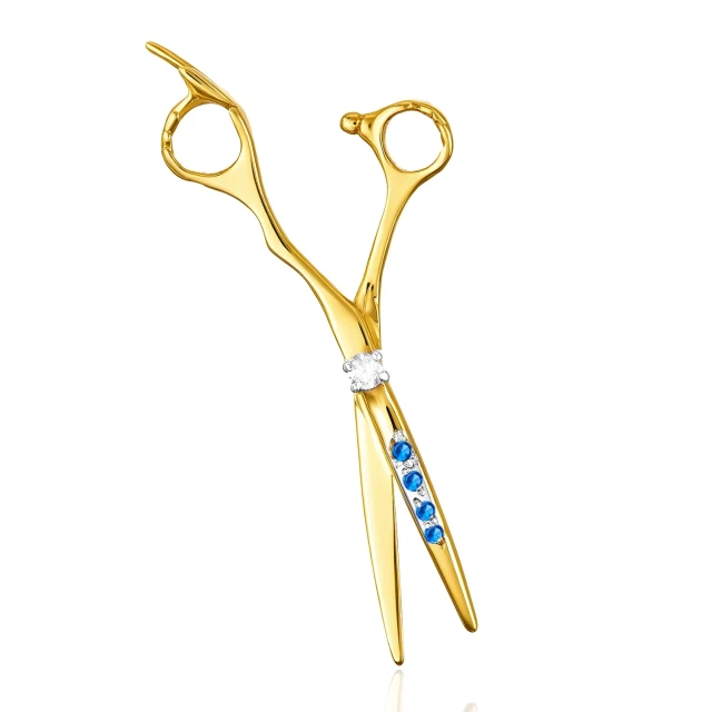 Goldene Schere mit Zirkonia verziert Muster 585