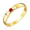 Złoty pierścionek obrączka 585 z czerwoną cyrkonią