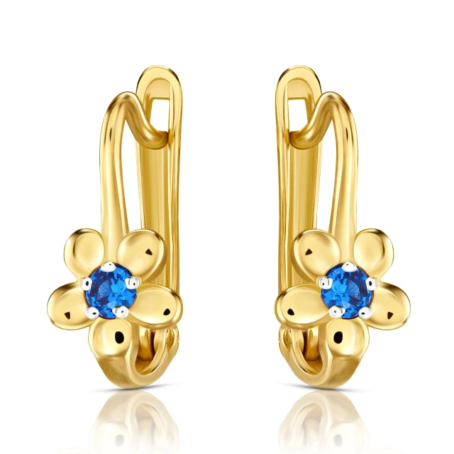Goldene Ohrringe Blumen blau