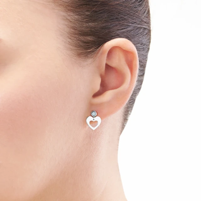 Silberne Herzohrringe mit blauem Zirkonia 2,5mm