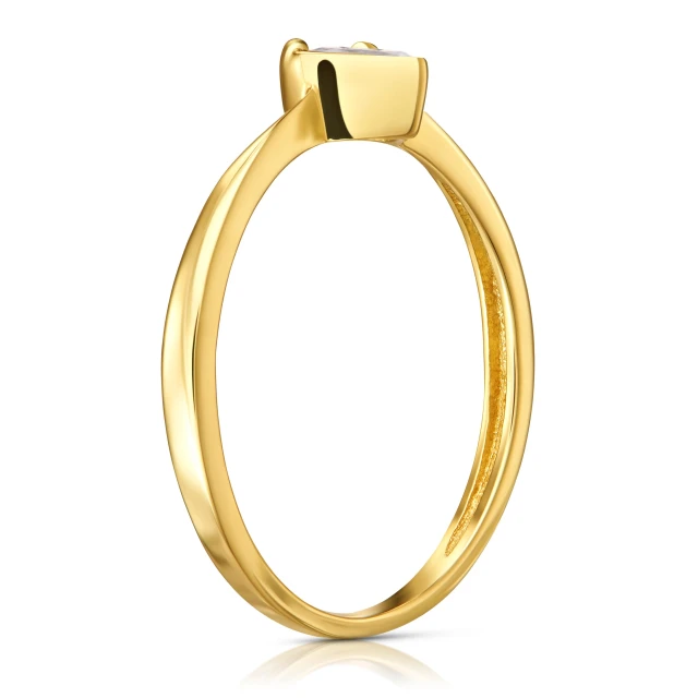 Goldener Herzring mit blauem Zirkonia