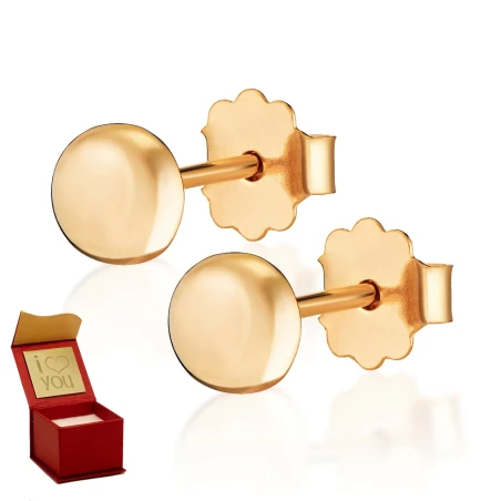 Złote kolczyki kółka różowe złoto 3D połówki 585