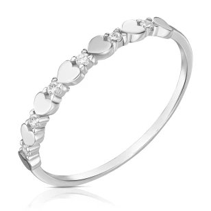 Srebrny pierścionek serca białe cyrkonie