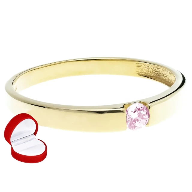 Goldener Ring rosa Stein 585