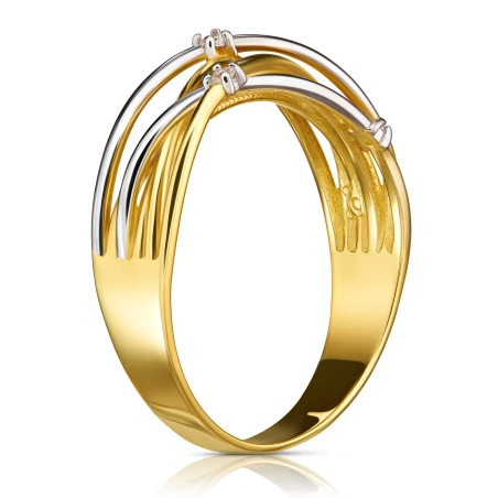 Złoty pierścionek szeroki 333 przeplatany wzór