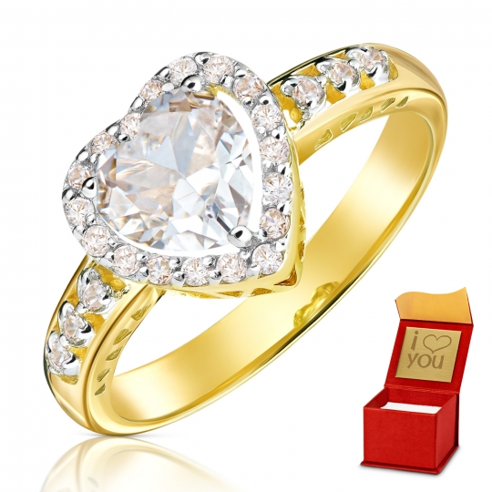 Złoty pierścionek zaręczynowy serce