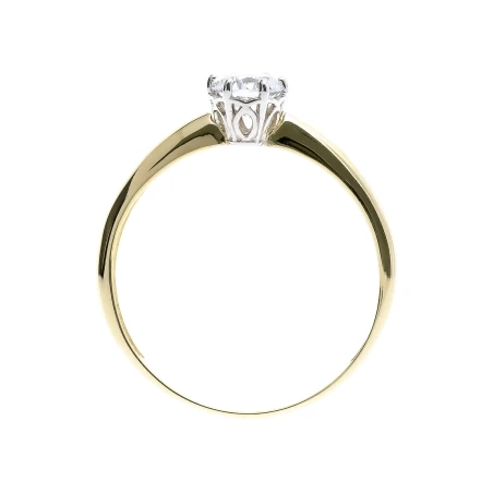 Złoty pierścionek zaręczynowy 585 klasyczny z cyrkonią