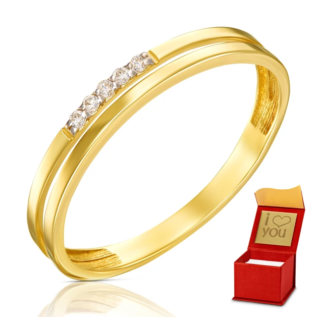 Gold Ring Doppelring Zirkonia Handtuch 585