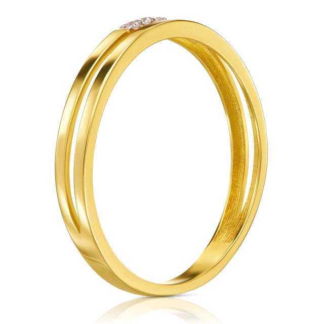 Gold Ring Doppelring Zirkonia Handtuch 585