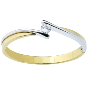 Elegancki złoty pierścionek Cyrkonia łączone złota próba 585