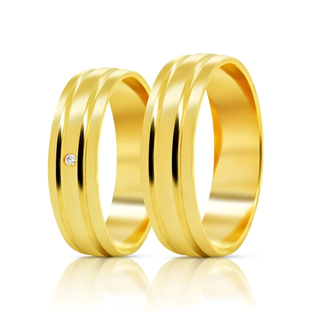 Klassische Gold fasen eher Ringe 5 mm fein 585 mit Stein