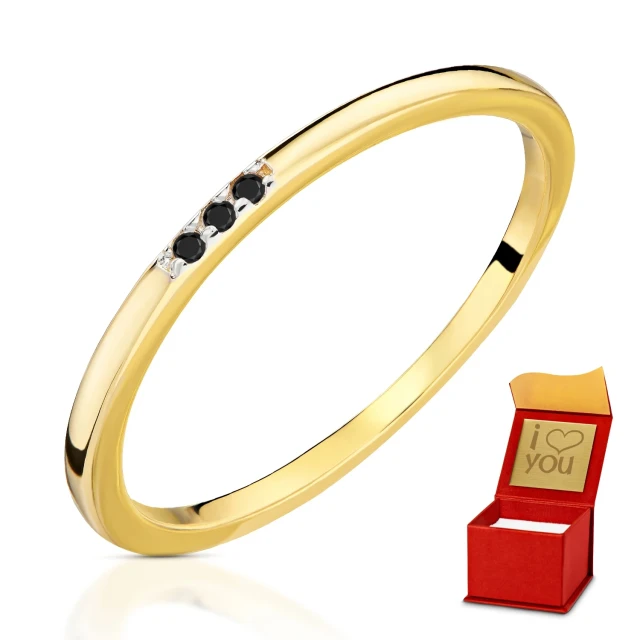 Goldener Ring Zarter Kreis schwarze Steine