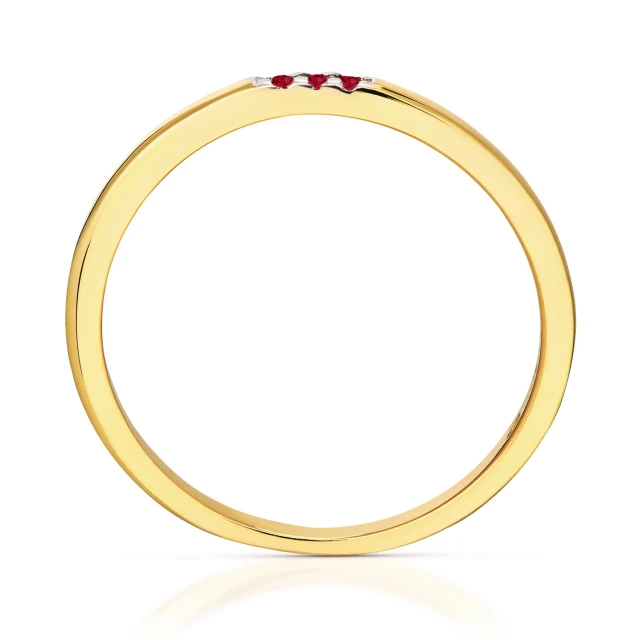 Goldener Ring Zarter Kreis Rote Steine