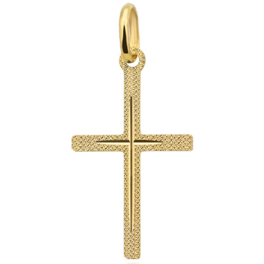 Złoty krzyżyk zdobiony duży pr. 585