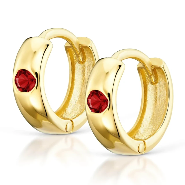 GOLD OHRRINGE RÄDER rot Zirkonia Probe 585