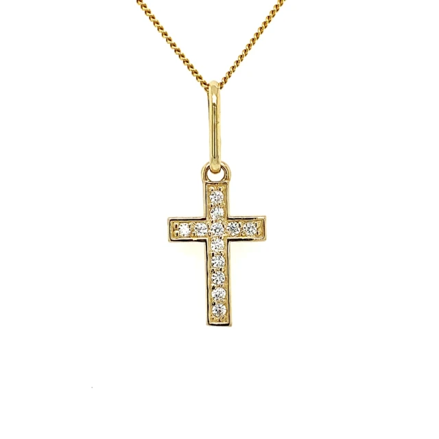 Goldenes Kreuz mit Strasssteinanhänger