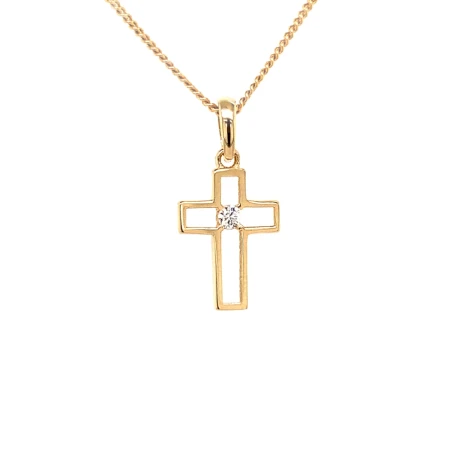 Krzyżyk złoty z jedną cyrkonią